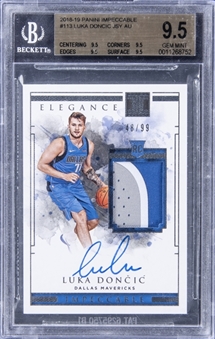 2018-19 Panini Impeccable #113 Luka Doncic Signed Jersey Patch Rookie Card (#48/99) - BGS GEM MINT 9.5/BGS 10